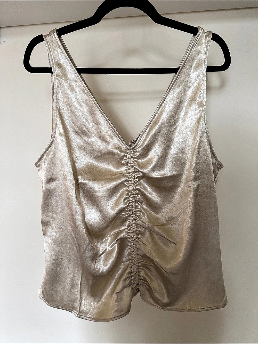 H&M Ruched Satin Top -Look Camisole Gold